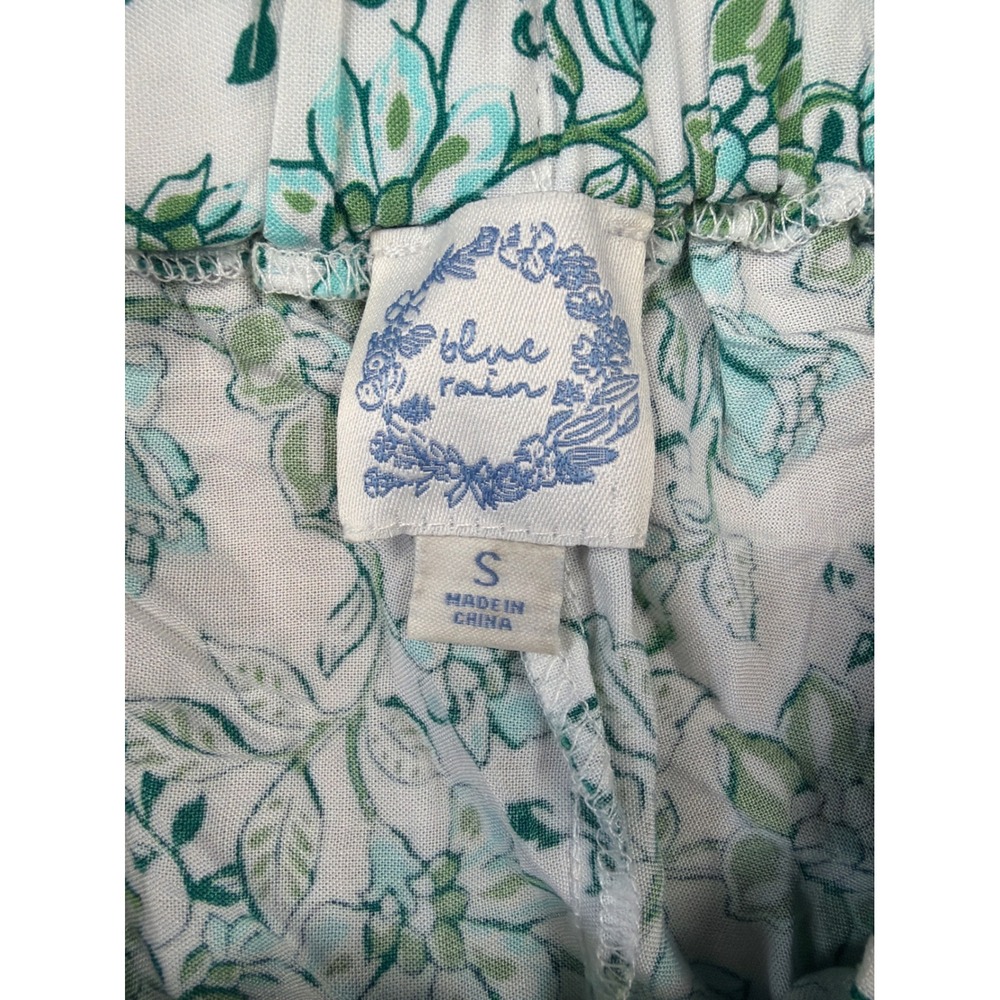 Blue Rain Francescas Floral Wide Leg Pants Green Teal Boho Rayon WS30997 Small - Picture 4 of 8